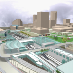 3D Rendering Aerial View Looking East